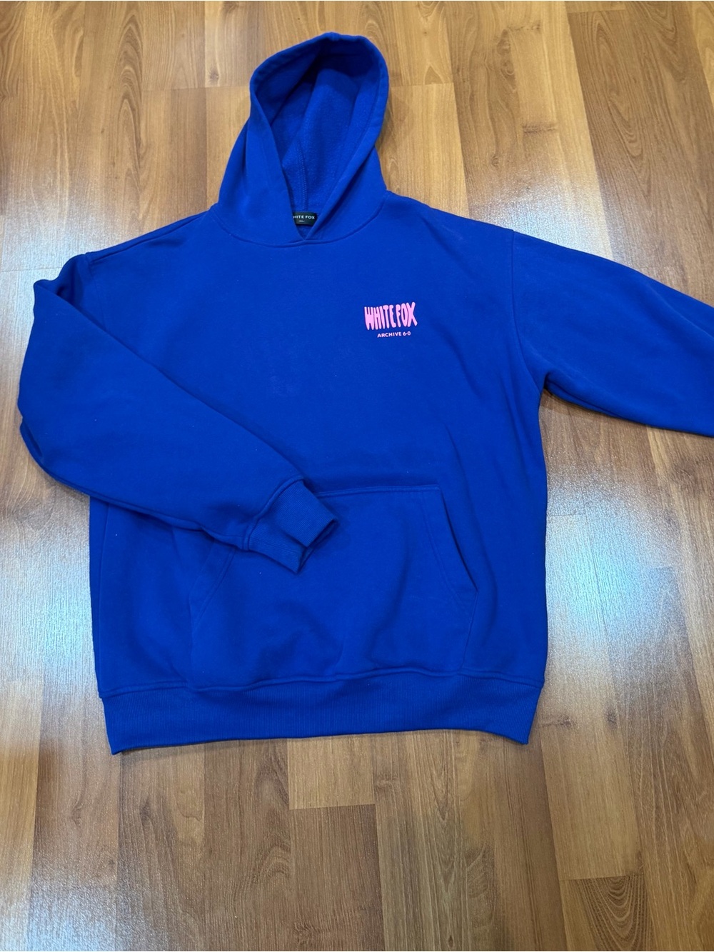 White Fox Boutique Royal Blue Hoodie with Pink Logo